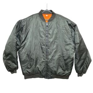 Northern Explosion Mens MA-1 Bomber Jacket Mens 2XL Gray Orange Reversible